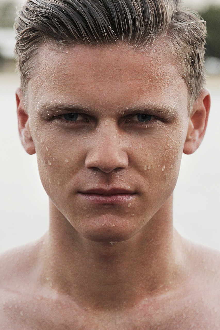 man, face, wet